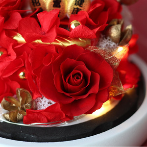 Poupée chat porte-bonheur en céramique cadeau saint valentin avec affichage dôme en verre <span class=keywords><strong>rose</strong></span> préservé pour la décoration de bureau à la maison anniversaire de mariage - Product Image 5