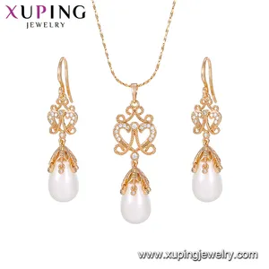 Set Perhiasan Mutiara Berlapis Emas Dubai, Set Perhiasan Modis 64035 X Uping