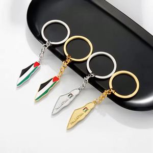 Llavero al por mayor con mapa de Palestina, colgante conmemorativo de la bandera, de acero inoxidable esmaltado, artesanía metálica, llavero metálico con la bandera de Palestina - Product Image 3