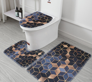 Alfombra de baño estampada, juego de tres piezas <span class=keywords><strong>para</strong></span> baño, alfombra de baño absorbente, alfombra de franela impermeable antideslizante, almohadilla adhesiva <span class=keywords><strong>para</strong></span> pies - Product Image 1
