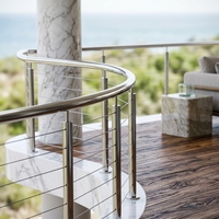 Poteau de garde-corps en acier inoxydable 316, câble rond en acier 304, balustrade pour balcon extérieur, garde-corps de terrasse