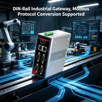 Gateway Industrial IoT para Riel DIN con 2 RS485, CAN, GPIO, Conversión de Protocolos Modbus TCP, MQTT, JSON, Sin Ventilador, Metálico