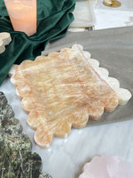 Stonekocc Brand 20x20x2CM Français Vintage Wabi-Sabi Plateau en dentelle de marbre naturel avec plaque d'aromathérapie amovible en travertin