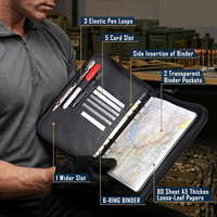 Carnet tactique avec pochette amovible A5, classeur à 6 anneaux, 80 feuilles de recharge, couverture de carnet Molle avec fermeture éclair, pour les voyages, le travail et l'école