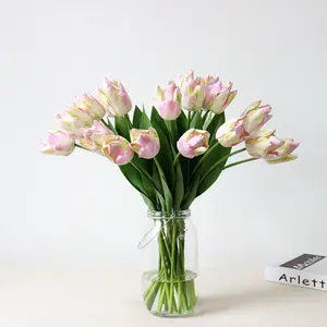 M216 atacado decoração para festa de casamento, buquê de casamento, látex, tulipa artificial, toque real, tulipa, flor de seda