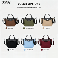Tas Selempang Wanita Bahan Nylon Anti Air Dengan Aksen Kulit Asli Untuk Kerja, Perjalanan, Resale, Bisnis