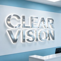 Logo Perusahaan Huruf Timbul 3D Logam Lampu LED Luar Ruangan Nama Bisnis Tanda Lampu LED Logo Kustom Tanda Logam Iklan