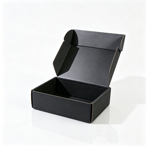 Boîte d'expédition noire en carton ondulé robuste pour vêtements de créateurs, souvenirs et coffrets cadeaux, avec impression de logo personnalisée - Product Image 2