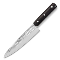 Couteau de chef japonais en acier inoxydable 7Cr17mov, martelé à la main, ensemble de 5 couteaux avec manche en ébène