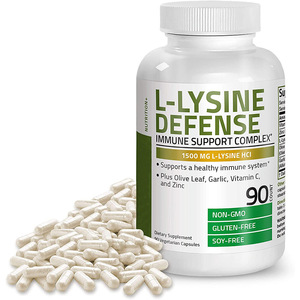 Private Label L-lisina capsula di difesa supporto immunitario complesso foglia di olivo aglio vitamina <span class=keywords><strong>C</strong></span> zinco 1500mg L-lisina Capsule - Product Image 1
