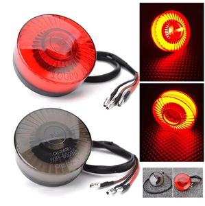 Feu arrière LED universel E-Mark <span class=keywords><strong>ABS</strong></span> rouge/fumé petit rond pour ATV, UTV, <span class=keywords><strong>moto</strong></span> – Feu de position, de <span class=keywords><strong>frein</strong></span> et d'arrêt - Product Image 1