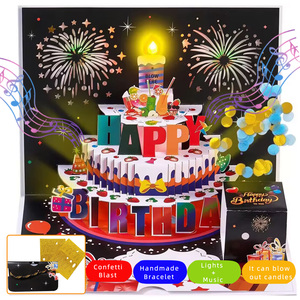 Musica e luce Led carta <span class=keywords><strong>di</strong></span> <span class=keywords><strong>buon</strong></span> <span class=keywords><strong>compleanno</strong></span> 3D Pop up fuochi d'artificio musicale biglietto <span class=keywords><strong>di</strong></span> <span class=keywords><strong>compleanno</strong></span> con bracciale fatto a mano e coriandoli - Product Image 1