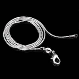Rinhoo collane a catena <span class=keywords><strong>serpente</strong></span> liscio placcato argento da 1MM <span class=keywords><strong>con</strong></span> gioielli girocollo stampati dimensioni 16 18 20 22 24 pollici dropshipping - Product Image 2