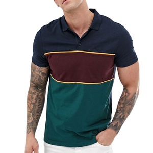 เสื้อโปโลลายทางของผู้ชาย,เสื้อโปโลลายทางทรงสลิมฟิตผ้าฝ้ายกำหนดได้เอง - Product Image 1