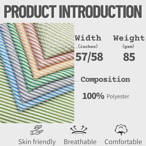 Bán Buôn 100% Polyester Sợi Nhuộm Sọc Seersucker Dệt Vải 85gsm Đồng Bằng Trọng Lượng Nhẹ Nhăn Mềm Thời Trang Vải Cho Hàng May Mặc - Product Image 2