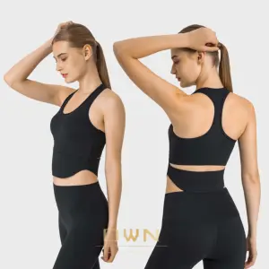 Frauen New Style Casual Dance Training Sport Unterwäsche BH mit Brust polster Mode Sport Yoga lange Weste
