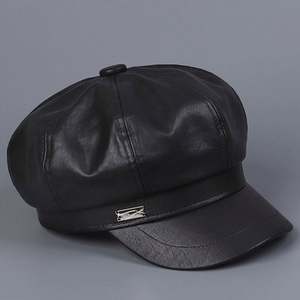 Nouveauté Automne Hiver, Béret en Cuir PU pour Hommes et Femmes, Mode Casual, Tendance, Béret Britannique Rétro - Product Image 6