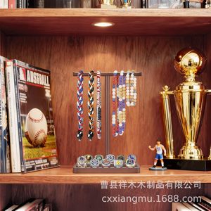 Wooden Baseball <b>Ring</b> Stand Desktop Jewelry Display Rack For 12 <b>Rings</b> And 12 <b>Necklaces</b> Modern Simple Design Retro Color - Product Image 2