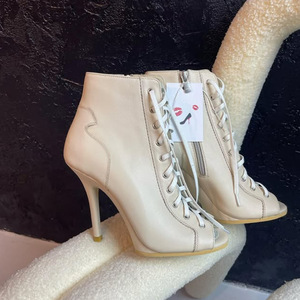 Sandalias con punta abierta y cordones de verano para mujer de estilo americano europeo, tacones finos, botas cortas huecas para baile de Jazz, malla de gran tamaño - Product Image 2