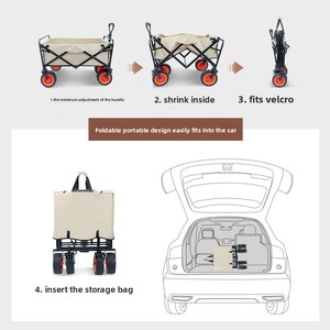 Chariot de camping pliable à traction manuelle Michso, capacité de charge de 100 kg, tissu Oxford en acier, chariot de camping pour épicerie - Product Image 3