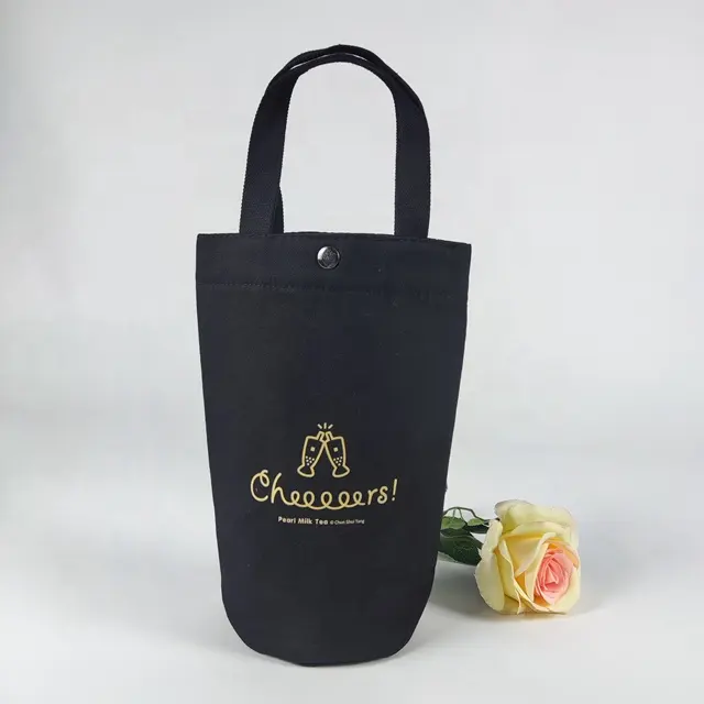 Wholesale Custom Beer Cooler Bag With Logo Canvas Waterproof Beer Cooler Insulated Bags Thermal Black Canvas Wine Cooler Bag