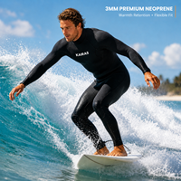 Combinaison de plongée intégrale thermique en néoprène 3 mm KAIRAS avec col réglable, coutures scellées, panneau de poitrine extensible, pour surf, snorkeling et plongée, personnalisable