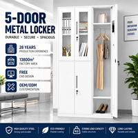 Casier en acier métallique avec porte vitrée, armoire de rangement verrouillable pour personnel de bureau, salle de sport, école, dortoir, armoire, fourniture d'usine OEM ODM