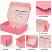 Boîte d'expédition pliable en carton ondulé rose, personnalisée avec logo imprimé, robuste et durable, pour ensemble de soins de la peau - Vente en gros