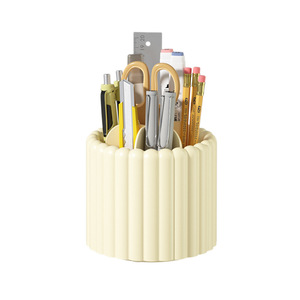 Pen Holder <b>Round</b> Desktop Storage Box With Partitions For Pens Pencils Office Supplies Organizers - Product Image 4