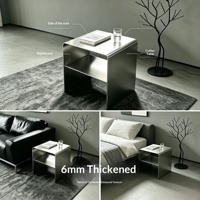 Table basse de style médiéval en acier inoxydable épaissi, table d'appoint, étagère de rangement, table de chevet multifonctionnelle