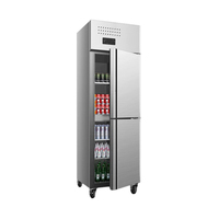 Congélateur commercial à quatre portes de grande capacité Équipement en acier inoxydable à double température avec construction épaissie
