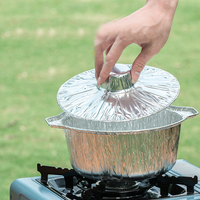 Boîte d'emballage à emporter Pique-nique en plein air Conteneurs de papier d'aluminium avec couvercle Rond Épaissie Jetable Feuille d'étain Pot Pan