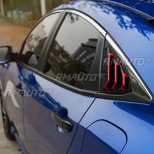 For Honda Civic 10th Gen 2016-2020 Body Kit Carbon Fiber Look Rear <b>Window</b> Side <b>Vent</b> Shutter Louver Cover Trim Car Accessories - Product Image 2