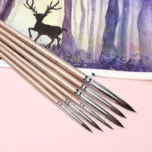 Set <span class=keywords><strong>di</strong></span> 6 <span class=keywords><strong>Pennelli</strong></span> <span class=keywords><strong>per</strong></span> <span class=keywords><strong>Acquerello</strong></span> in Nylon Nero Marten, Punta Tonda, <span class=keywords><strong>per</strong></span> Adulti, Principianti e Studenti, <span class=keywords><strong>per</strong></span> Pittura a Mano - Product Image 4