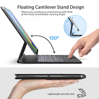 Nuevo Teclado Inalámbrico BT Magic Keyboard con Funda Magnética, Retroiluminación LED, Panel Táctil y Trackpad para iPad de 10.9/11/12.9 Pulgadas