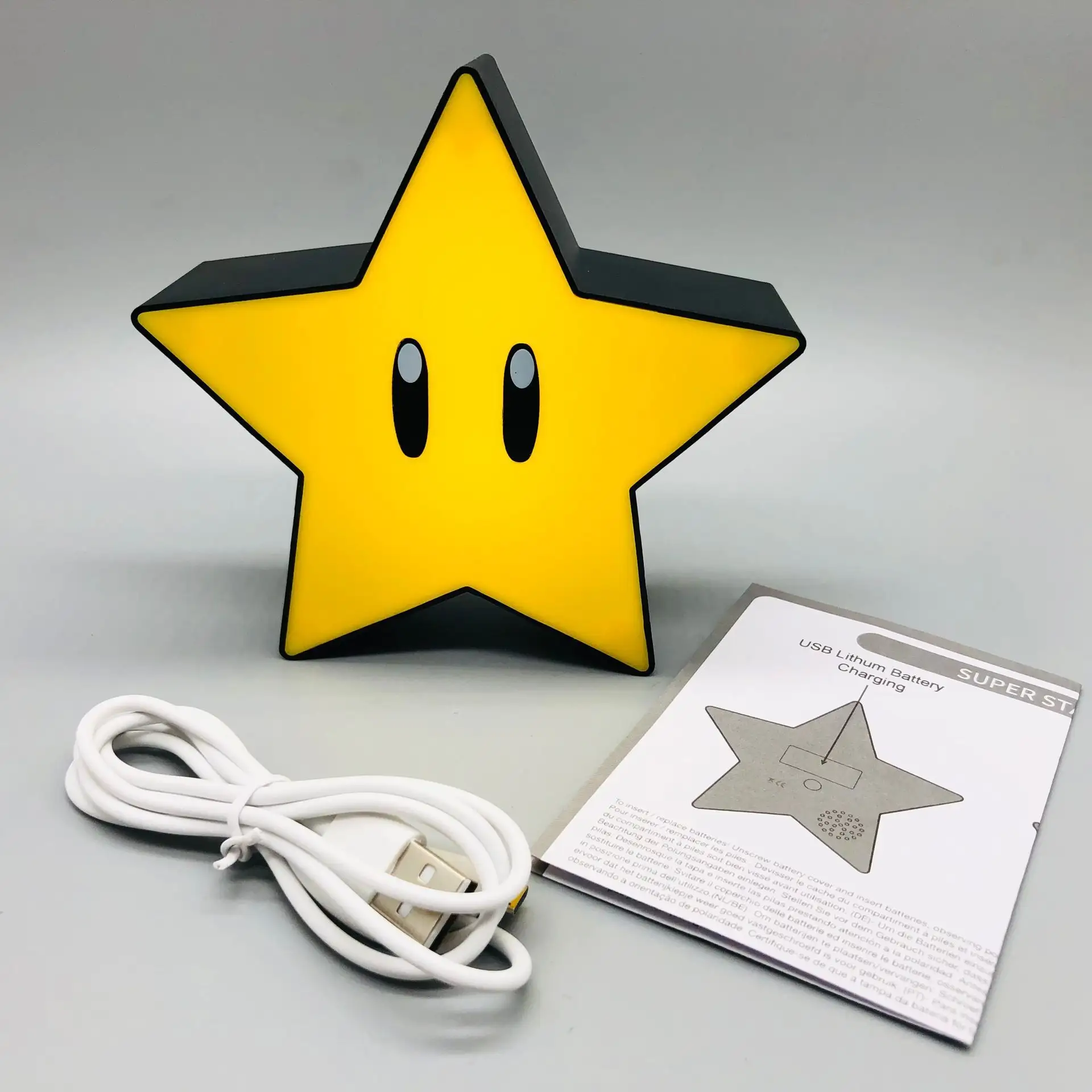 Retro Nostálgico Super Star Light USB Recarregável Efeito Sonoro Anime Casa Decoração Atmosfera Lâmpada Natal Partido Presente Lâmpada