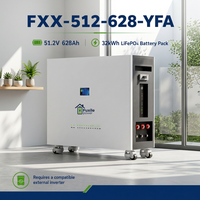 Batterie de stockage d'énergie solaire domestique Fuxile à montage au sol LiFePO4 51.2V 628Ah 32kWh avec BMS intelligent intégré, empilable, CAN, RS485, RS232, WiFi