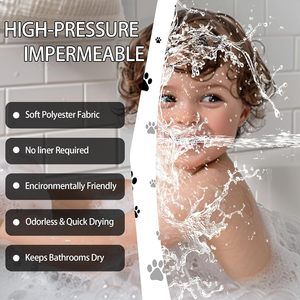 Funny Bathroom Decor with Paw Print Shower <b>Curtain</b> Black White Cat Dog Waterproof Home Decor with Custom <b>Hooks</b> in Stock - Product Image 4