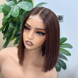 Orientfashion Peluca de Cabello Humano Virgen Vietnamita Original, Pelucas de Cabello Humano Sin Procesar con Frente de Encaje 2*6, Pelucas Cortas Tipo Bob - Product Image 1