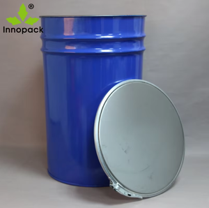 Usine en gros vide <span class=keywords><strong>60</strong></span> <span class=keywords><strong>litres</strong></span> tambour rond en acier bleu avec couvercle à anneau de verrouillage seau rond en métal 60L de bonne qualité pour la peinture - Product Image 4