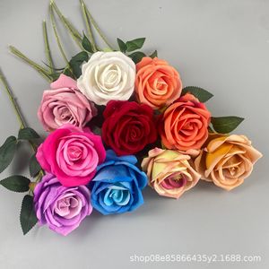 <b>Single</b> Stem Velvet Rose Artificial <b>Flower</b> High Simulation Valentine'S Day Decor HSK-08 - Product Image 2