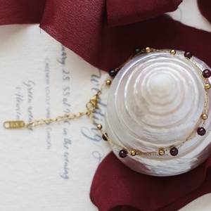 Bead Garnet Stone Plated Bead <b>Bracelet</b> Gold Minimalist Round Stainless Steel Natural Women's <b>Ball</b> BANGLES Cuff <b>Bracelet</b> Gem - Product Image 2