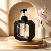 Pulvérisateur à pompe rechargeable sécurisé pour enfants, bouteille carrée transparente en PET de 300 ml/500 ml pour gel douche bébé et désinfectant pour les mains pour enfants