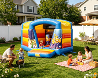 Château gonflable commercial en PVC sur le thème des tortues et des poissons sous-marins, écologique, 4x4x3m, pour enfants, aventure océanique