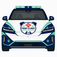 Kit de graphismes pour véhicule de secours d'urgence, autocollant pour voiture de service mobile de clinique vétérinaire |   Enveloppement en vinyle personnalisé pour la promotion de SUV