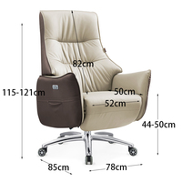Chaise de bureau de direction ergonomique moderne de luxe à dossier haut, pivotante et réglable, en cuir véritable, avec fonctions de refroidissement et extensibles