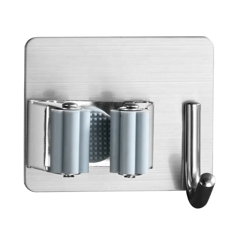 Factory design fast delivery household Metal Mop Clip Holder Hanger Wall Mounted Stainless Steel Storage Mop Holder