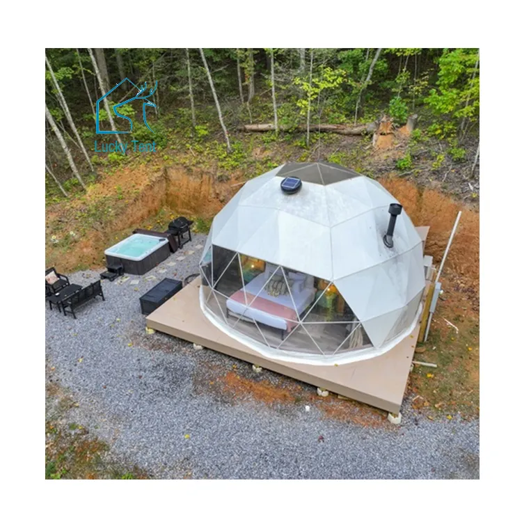 4 stagioni impermeabile famiglia Glamping cupola grande campeggio tenda Safari in tela di lusso