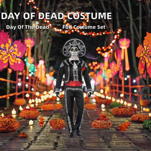 <strong>Smiffys</strong> Day of the Dead Skeleton Costume Kit for Men Adults Includes Jacket Trousers Faux Shirt &amp; Hat Polyester Halloween - Product Image 2