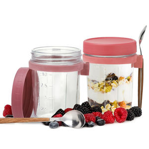 Bocaux d'avoine de nuit portables avec couvercle et cuillère 10 oz 300ml bocaux Mason en verre avec couvercle pour céréales - Product Image 5